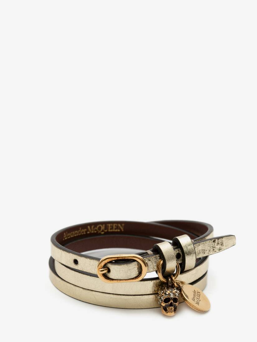 Pulsera Alexander McQueen Multi-Wrap Cuero Mujer - Dorados - Mexico 854-ALHQUS